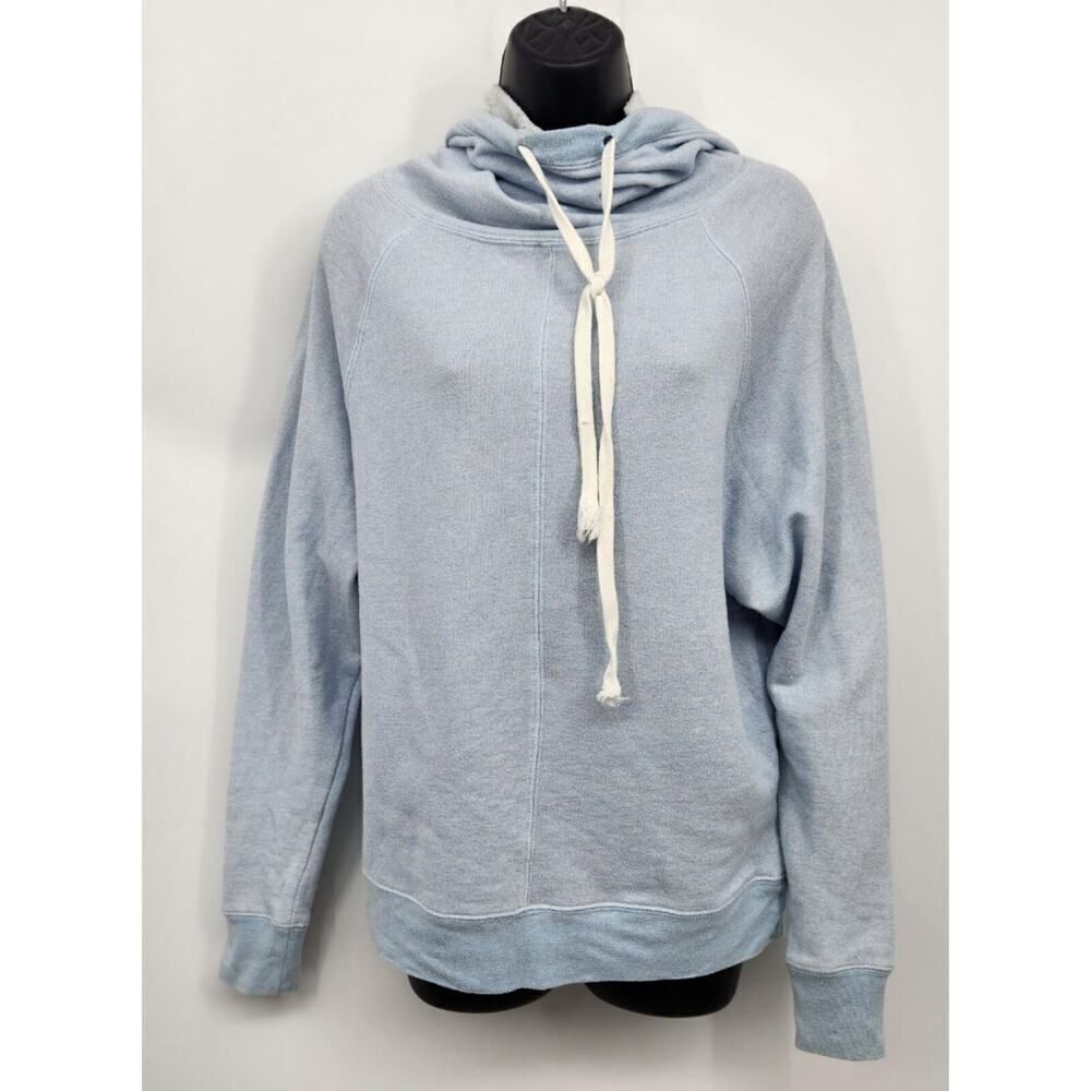 Derek Heart Pullover Funnel Neck Hoodie Juniors Size Medium Blue Dolman Sleeves